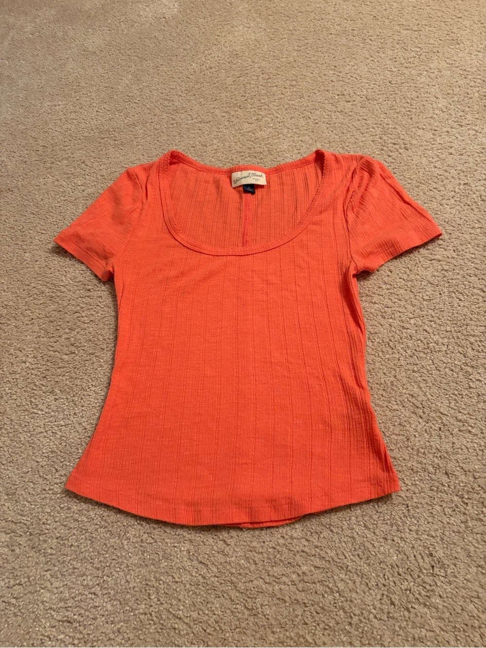 Universal Thread Orange Scoop Neck Ribbed Short Sleeve Tee